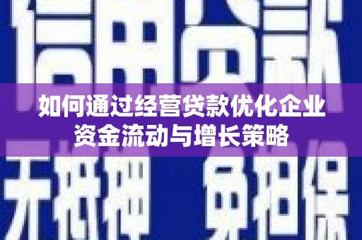 南宁如何通过经营贷款优化企业资金流动与增长策略