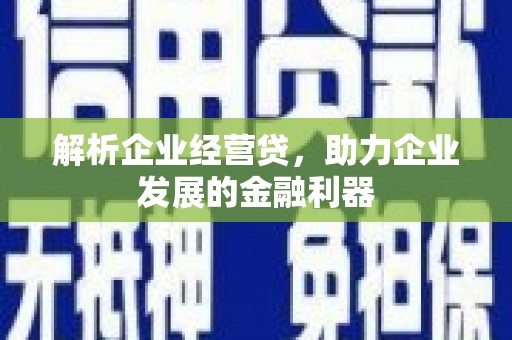 南宁解析企业经营贷，助力企业发展的金融利器