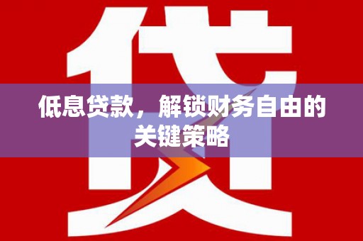 南宁低息贷款，解锁财务自由的关键策略
