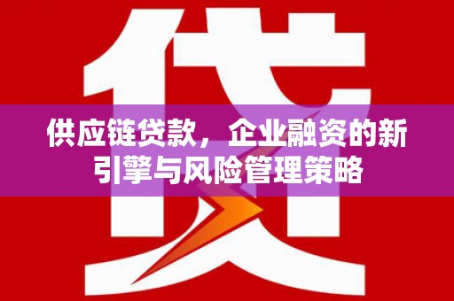 南宁供应链贷款，企业融资的新引擎与风险管理策略