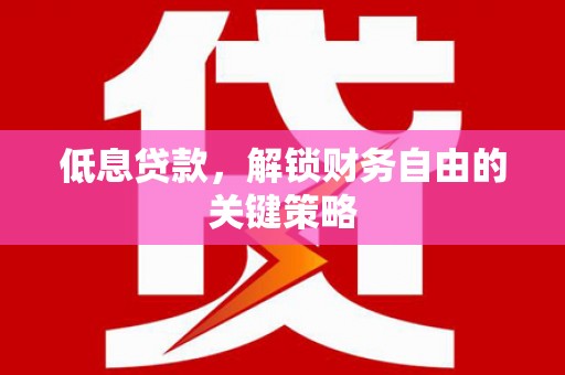 南宁低息贷款，解锁财务自由的关键策略