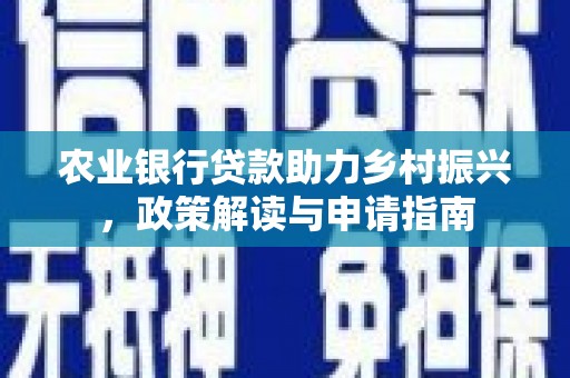 南宁农业银行贷款助力乡村振兴，政策解读与申请指南