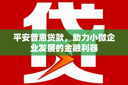 南宁平安普惠贷款，助力小微企业发展的金融利器
